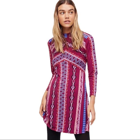 Free People Stella Mini Dress Purple Combo Small S - Picture 1 of 6